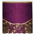 thumbnail image 2 of Eastern Shower Curtain, Oriental and Abstract Swirly Floral Frame Artistic Vintage, Fabric Bathroom Set with Hooks, 69W X 84L Inches Extra Long, Antique Fuchsia Pale Yellow Plum, by Ambesonne, 2 of 2