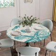thumbnail image 5 of Turquoise Starfish Round Tablecloth for 45-54 Inch Tables,Fitted Table Cover with Elastic Edge,Ocean Nautical Seahorse Coral Shell Waterproof Outdoor Table Cloth Protector for Patio Garden Dinner, 5 of 9