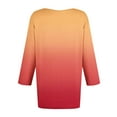 thumbnail image 5 of Orange Womens Tops 3/4 Sleeve Tops for Women Summer Notched V Neck Plain T Shirts Casual Cute Three Quarter Length Blouses Shirts for Women, 5 of 5