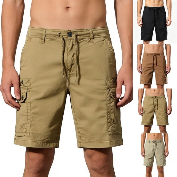 Men's Cargo Shorts Loose Fit Lightweight Breathable Casual Summer Multi-Pocket Camping Hiking Daily Wear Outdoor | AKLJWH,Black L