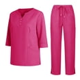 thumbnail image 2 of Minjewel Women's Short Sleeve Round Neck Scrubs for Women Set with Pockets, Breathable Scrub Set for Nurses, Caregivers & Medical Professionals,Hot Pink S, 2 of 7