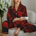 thumbnail image 6 of Honeii Red Dragon On Black Print Women's Pajama Sets Long Sleeve Button Down Sleepwear Nightwear Soft Pjs Lounge Sets 2PCS-X-Large, 6 of 7