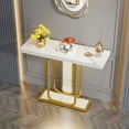 thumbnail image 4 of Tribesigns Modern Gold White Console Table with LED Lights, Entryway Hallway Table with Faux Marble Veneer for Living Room, Entrance, 4 of 7