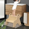 thumbnail image 6 of TISHITA Wooden Step Stool Bathroom Potty Chair Nonslip Portable Washing 2 Step Bench Footstool for Guest Rooms Entryway Playroom Indoor, 6 of 8