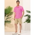 thumbnail image 4 of INSPIRE CHIC Camisa de lunares de verano para hombre, camisas hawaianas con patrón de manga corta y botones Rosa XL, 4 of 6