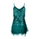 thumbnail image 5 of Vestidos Para Mujer Vestidos Casuales Moda Tirantes Cuello Redondo Lentejuelas Pluma Sin Mangas Sólido Mini Vestido de Fiesta Odeerbi  ODB153963, 5 of 8