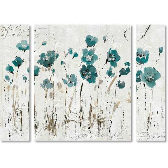 Trademark Fine Art "Abstract Balance VI Blue" Canvas Art by Lisa Audit Three Panel Set