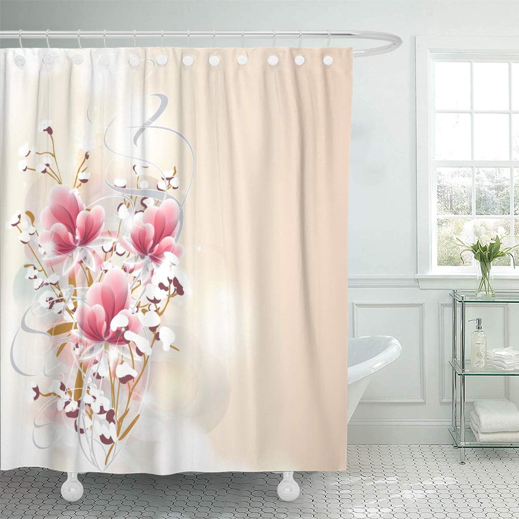 KSADK Red Abstraction Decorated with Fancy Pink Flowers and Branches