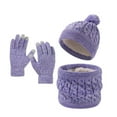 thumbnail image 2 of Toddler Boys Girls Winter Hat, Scarf & Glove Sets Size 1-6 Thermal Warm Fleece Lined Winter Pom-Pom Beanies Hats Neck Gaiters Scarves and Gloves, 2 of 7