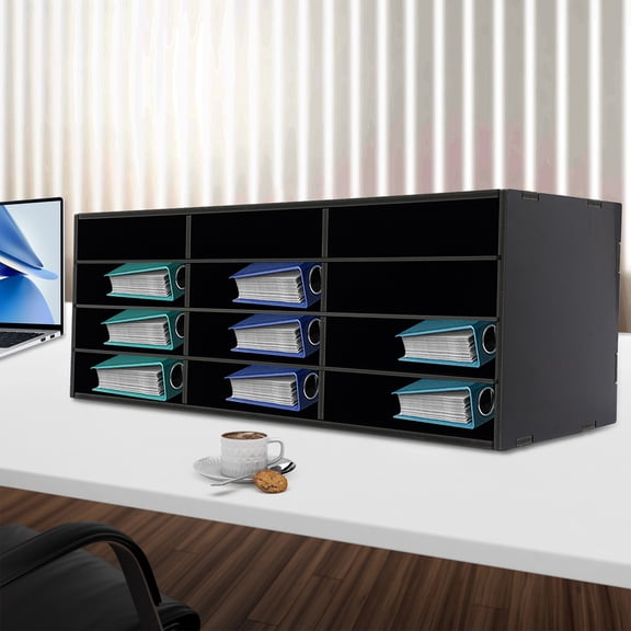 For Office School Countertop Rectangular Modern Mail Sorter Organizer Pvc Literature Organizer Black