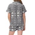 thumbnail image 4 of Satin Pajamas for Girls Valentines Pajamas Kids Short Sleeve Heart Button Down Shirt 8-9 Years Pajamas Boys, 4 of 4