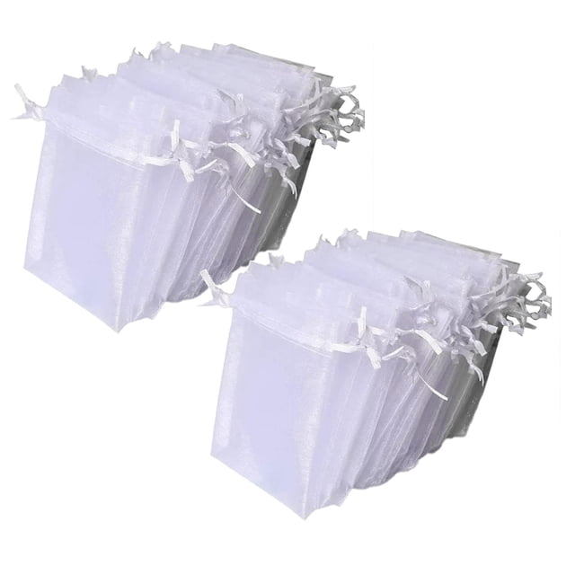 Oleegame 2PC Produce Storage 100pc Net Yarn Bundle Pocket Joy Candy Bag Transparent Bag Net Yarn Bag Gift Drawstring Bundle Pocket White