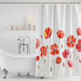 thumbnail image 2 of Red Flowers Shower Curtain Set - Small 36" x 72" Washable Bathtub Curtain with 12 Hooks, Watercolor Spring Country Botanical Floral Waterproof Fabric Stall Shower Curtains for Bathroom/Bathtub Décor, 2 of 6