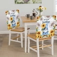 thumbnail image 5 of Blue Dwarfs Chair Covers Set of 1 You Are My Sunshine Sunflower Spring Plant Chair Back Covers Stretch Removable Washable Slipcovers Protector for Dining Room Kitchen Party Decor, 5 of 9