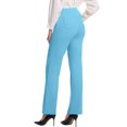 thumbnail image 3 of Pantalones de yoga VIMPEP de pierna recta con bolsillos, cintura alta, azul claro, 3 of 6