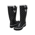thumbnail image 2 of Starbay Women's Rubber Rain Boots, White Polka Dots with White Contrast Trim, 2 of 3