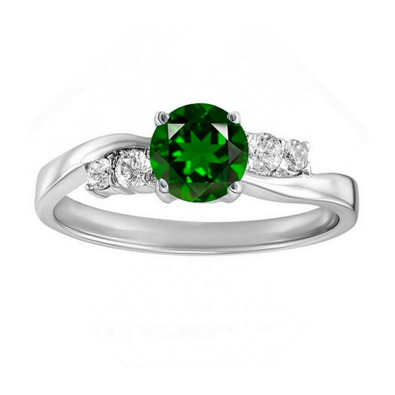 925 Sterling Silver 5.00 Mm Natural Gemstone Christmas Ring Chrome Diopside Ring For Women