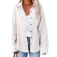 thumbnail image 2 of wsevypo Women Shacket Shirt Ladies Oversized Waffle Jacket Long Sleeve Loose Fit Button Down Casual Tops Streetwear, 2 of 6