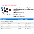 thumbnail image 2 of A/C System Valve Core and Cap Kit - Compatible with 1984 - 1991 Jeep Grand Wagoneer 1985 1986 1987 1988 1989 1990, 2 of 2