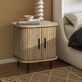 thumbnail image 2 of LuxenHome Mid Century Modern Nightstand with Sliding Door, 17.7" Fluted Bedside Table, Small End Table for Bedroom, 2 of 7
