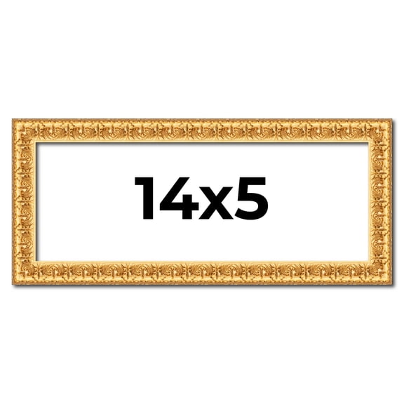 14x5 Frame Gold Real Wood Picture Frame Width 1 inches | Interior Frame Depth 0.5 inches | Edwina