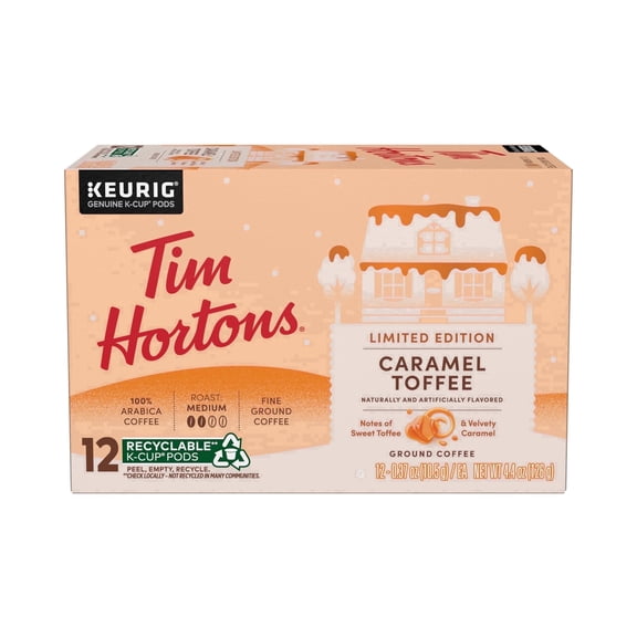 Tim Hortons Caramel Toffee Medium Roast K-Cup Coffee Pods, 12 Count