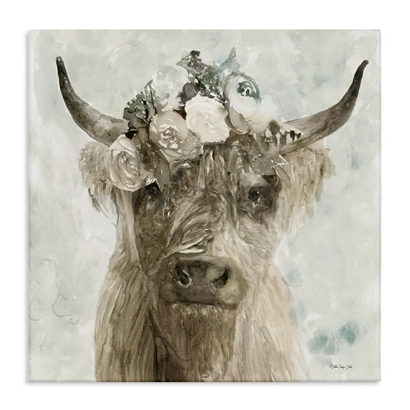 Stupell Industries Rustic Lodge Soft Buffalo with Floral Crown Canvas Art, 17 x 17, by Stellar Design Studio