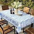 thumbnail image 4 of Square Tablecloth 55x55 Inch, Blue Stripe Floral Table Cloth for Square Table, Waterproof Spring Tablecloth Wrinkle Free for Patio, Card Table, Party Decor, 4 of 6