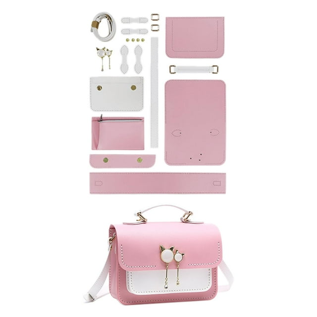 1 juego de bolsos de hombro de cuero PU para bricolaje, suministros de correa para el hombro Rosado Zulema Fabricación de bolsos de mujer DIY