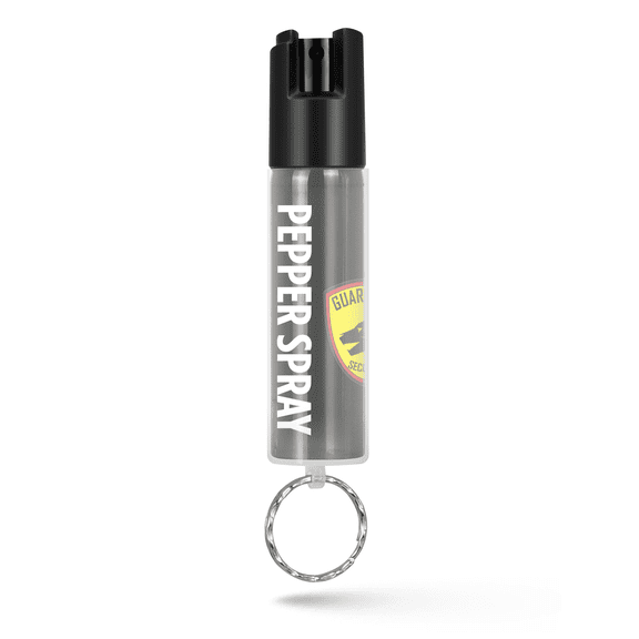 Guard Dog Security Police Edition Pepper Spray Keychain Self Defense Maximum Strength, 16 ft Long Range, 0.75 oz with Clear Protective Sleeve & Keychain, 1 pack