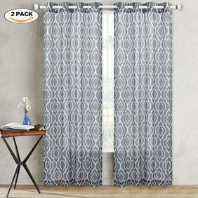 Moroccan Poly Linen Curtains Lattice Flax Linen Textured Grommet