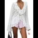 thumbnail image 2 of Blusa Corta con Volantes y Mangas Largas de Transparente para Mujer con Lazo Frontal S, 2 of 10