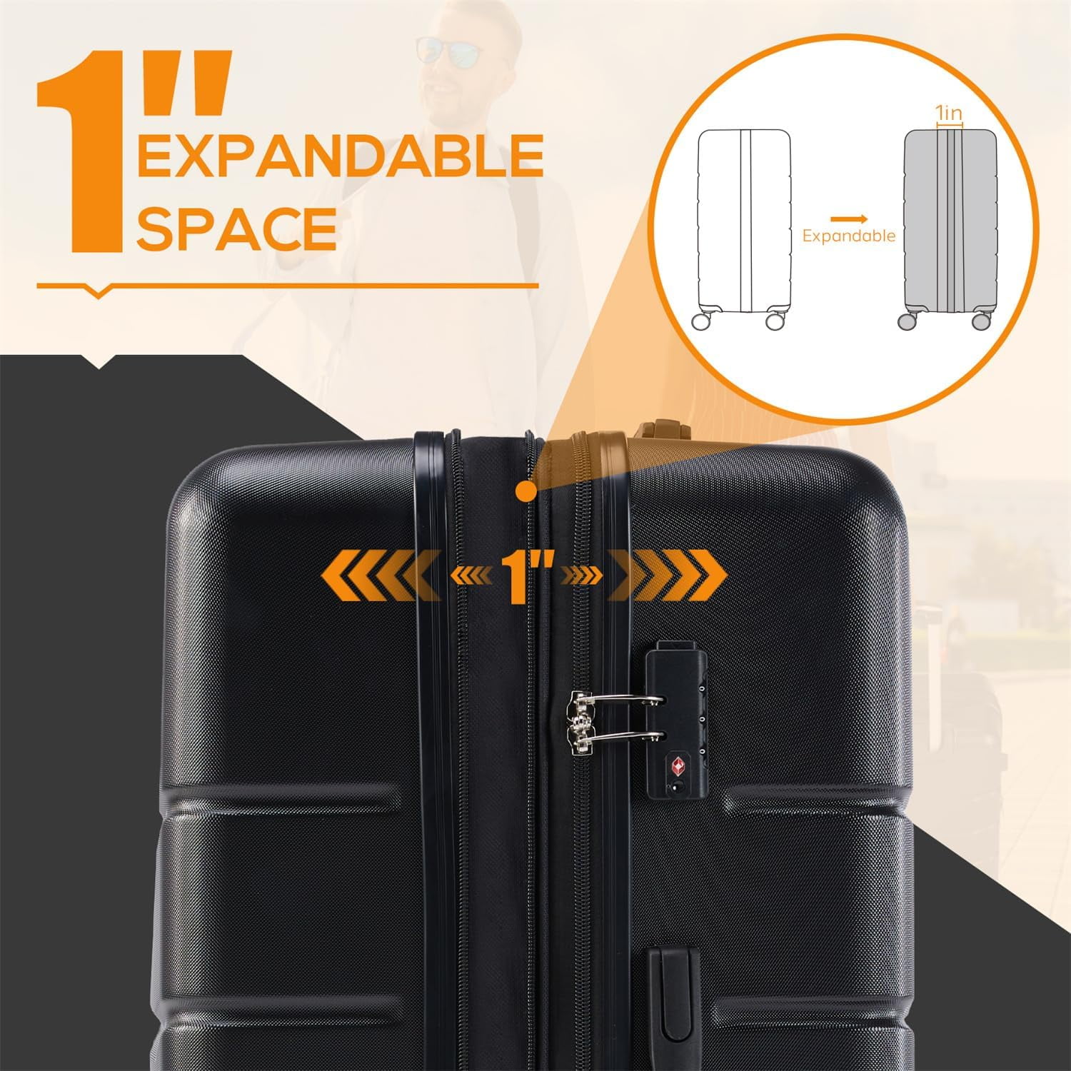 Carry-On Luggage, 20 inch Hard Shell Rolling Suitcase for Travel Expandable Lightweight with Spinner Wheels TSA Lock