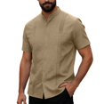thumbnail image 3 of Men’s Short Sleeve Cotton Linen Shirt Summer Beach Casual Top, 3 of 9