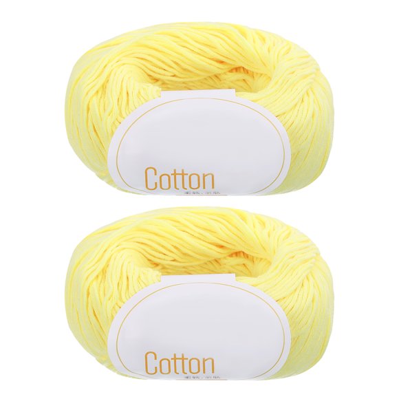 Uxcell Hilo de Algodón 100% 2 Pcs 3.53oz Por Madeja 137yards Amarillo