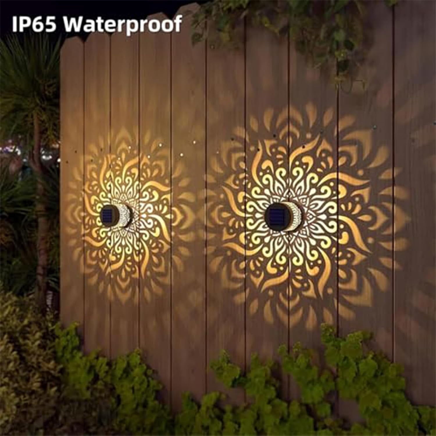 Decorative Solar Mandala Lights, Solar Mandala Lights Outdoor, Metal Solar Powered Outdoor Deck Step Wall Lights, Mandala Theme Waterproof Fence Light for Garden Post Patio Backyard Yard (Set1/2pcs)