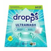 Dropps Ultrawash Biobased* Power Dishwasher Detergent Pacs, Lemon Citrus, 128-count