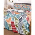 thumbnail image 3 of Quilts Queen Size, Abstract Beach Soft Comforter Bedding Set for Bed, Summer Colorful Coastal Ocean Sea Wave Lightweight Quilted Bedspread with Pillow Cover(2 Pieces) for All Season, 90x96 Inch, 3 of 6