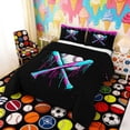 thumbnail image 3 of Erosebridal Neon Baseball Bats Full Size Comforter Sets, Sport Bedding Sets for Boys and Girls, Black Reversible 3pcs, 1 Comforter and 2 Pillowcases, 3 of 6