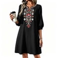 thumbnail image 5 of Casual Dresses for Women Sawvnm Women's Boho Embroidered Tunic Dress V Neck 3/4 Sleeve Casual Loose Mini Dress For Summer Beach, 5 of 6