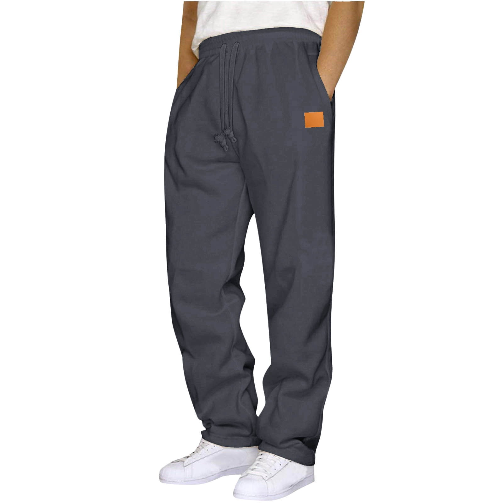 Cameland Sweatpants for Men Plus Size Drawstring Elastic Waist Joggers Sports Pants - Cotton Pants Sweatpants Trousers Mens Long Pants Dark Gray XL