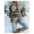 thumbnail image 4 of Long Sleeved Womens Aztec Half Zip Up Hoodies Sweatshirt Casual Oversized Ethnic Tribal Hooded Pullover Shirt Top, 4 of 6