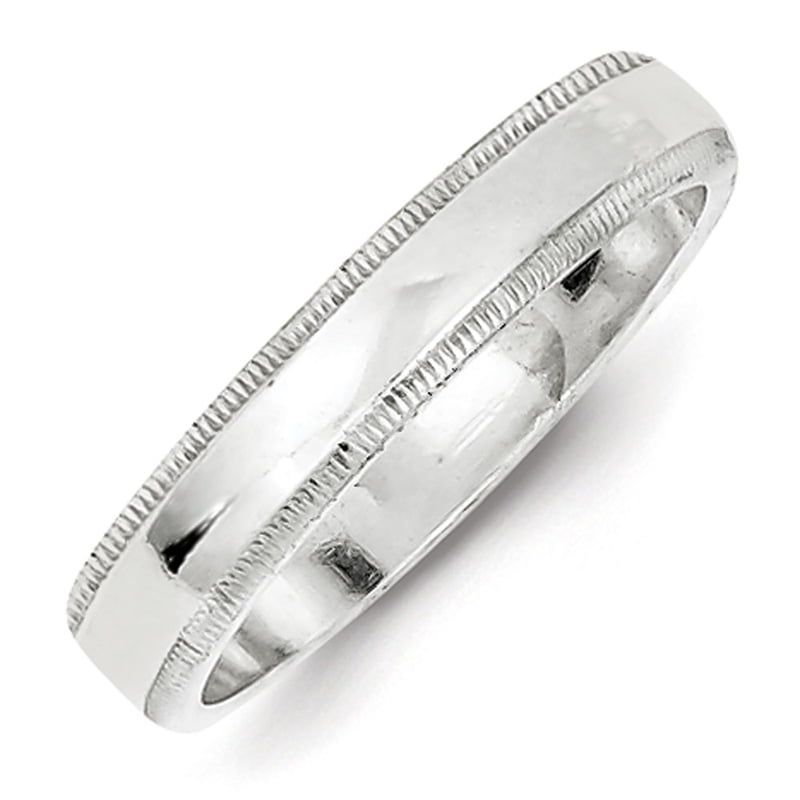 Bridal - Bridal QWM040-10 4 mm Sterling Silver Half Round Milgrain Band&amp;#44; Size 10