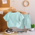 thumbnail image 4 of EnJoCho Toddler Boys Girls Cotton Linen 2 Pieces Outfits Summer Short Sleeve Button Down Shorts Set Kids Plain Soft Clothes Toddler Boy Summer Outfits, 4 of 9