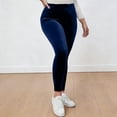 thumbnail image 2 of Audhol Velvet Leggings for Women Women Velvet Leggings Soft Warm Winter Solid High Waisted Soft Velvet Stretchy Legging Holiday Clothes Women's Leggings Blue XL, 2 of 8