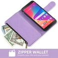 thumbnail image 3 of Compatible with Tracfone BLU View 2 B130DL Wallet Phone Case and Tempered Glass Screen Protector Flower Faux Leather Flip Credit Card Holder Stand Zipper Cell Cover for BLUE View2 Two Women Purple, 3 of 9