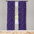 thumbnail image 5 of Ambesonne Gingko Window Curtains, Psychedelic Biloba Tree Leaf, Each 28" W x 95" L, Violet Dark Purple, 5 of 5