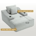thumbnail image 6 of Chaise Lounge, Oversized Sleeper Sofa with Deep Seat and Cup Holders, Corduroy Fabric and Foam Spring Support, No Assembly Sofa Bed, Light Grey, 67 Inch, 6 of 10