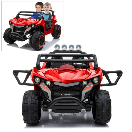 ATV Truck Electric Ride On Car 2 Seats With Remote Control For Kids | 12V Power Battery Kid Car To Drive With 4 Motors, 2.4G Radio Parental Control, Openable Door, EVA Wheel -