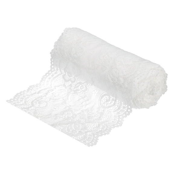 Uxcell 5.9 inch Wide Polyester Floral Pattern Lace Trim Ribbon for Sewing Making Light White 5 Yard